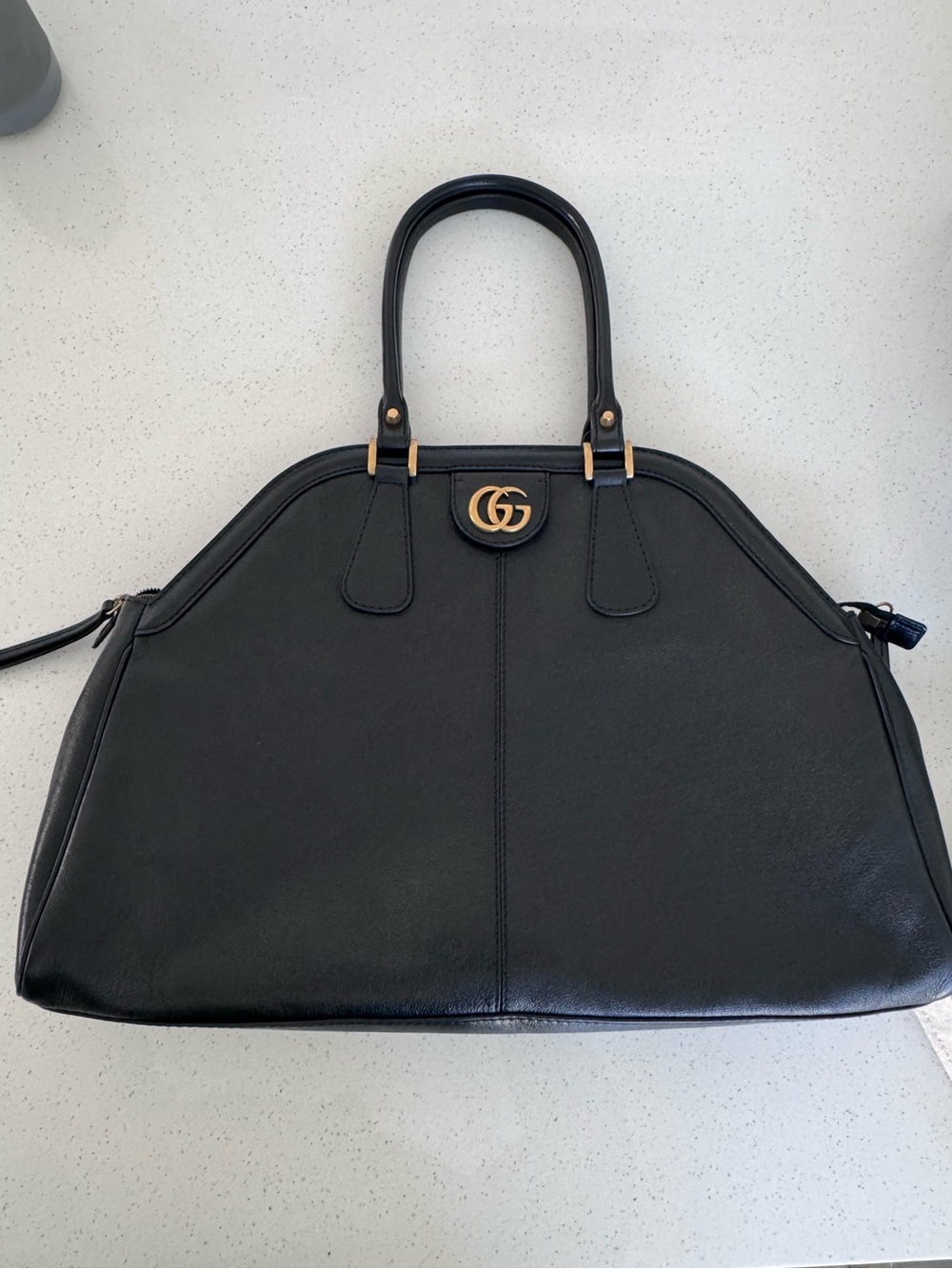 Gucci Large Black Re(Belle ) Top-Handle Satchel with Gold GG Hardware